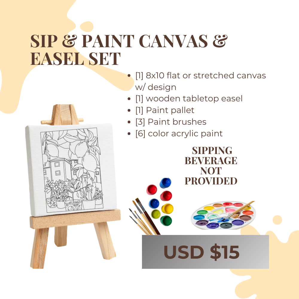 Sip & Paint Canvas & Easel Set