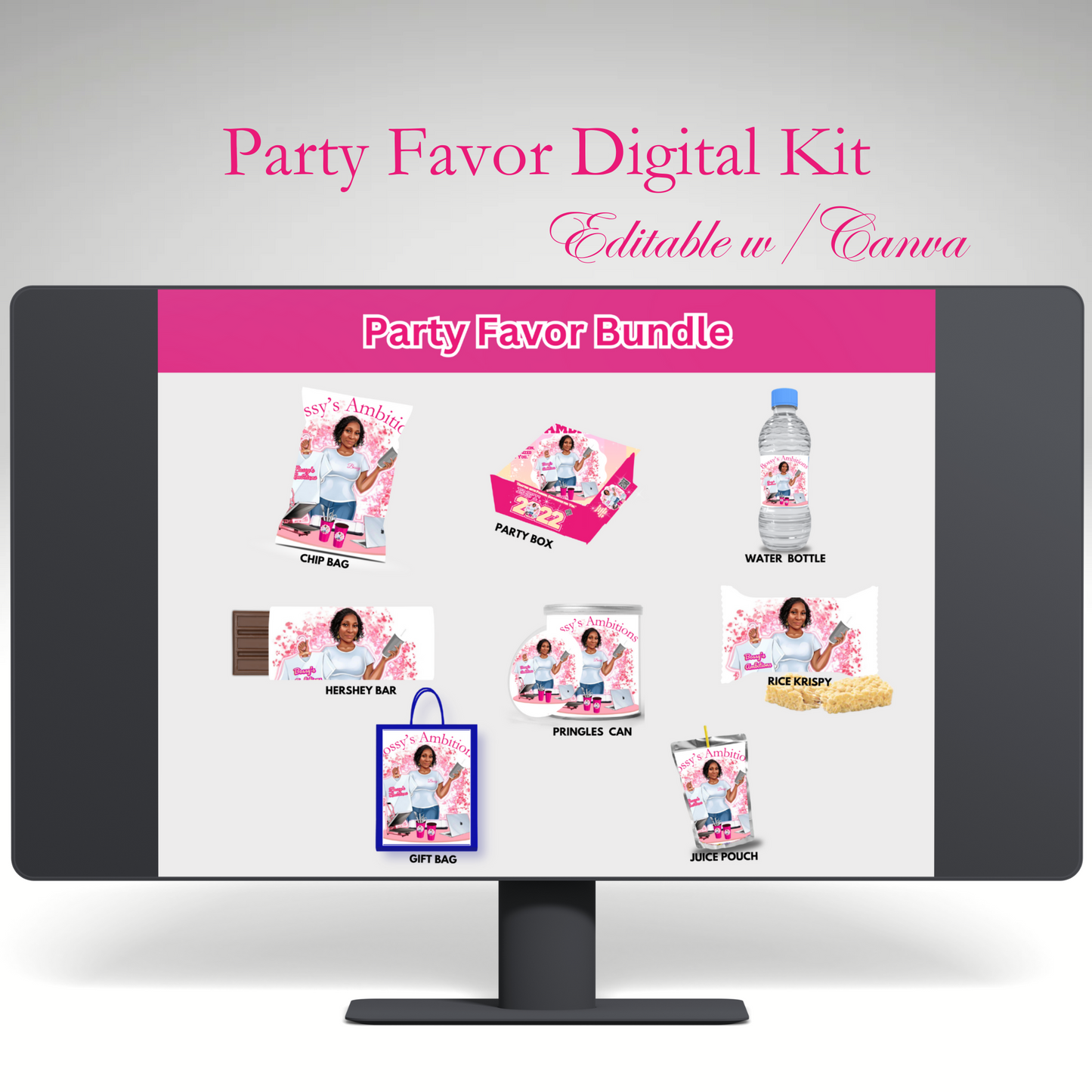 Party Favor Digital Kit - Editable w/ Canva