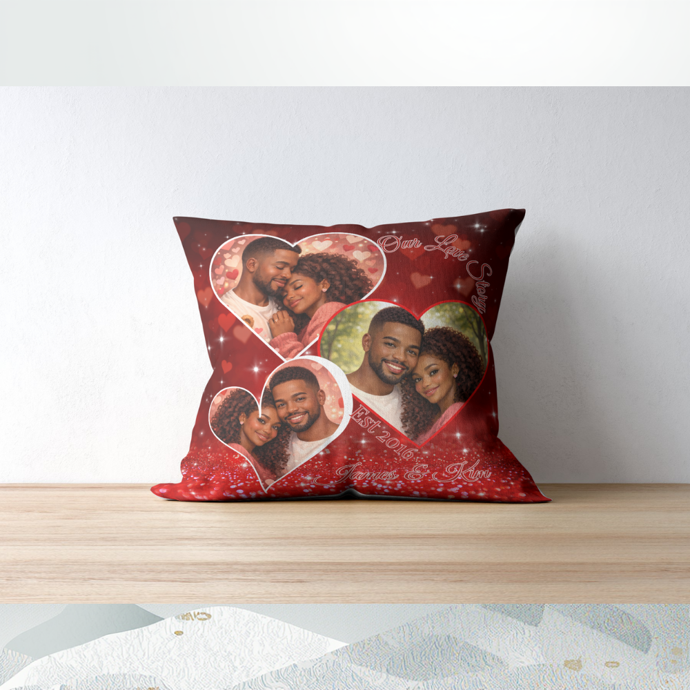 Valentine’s Couple’s Pillow – Personalized Love Keepsake